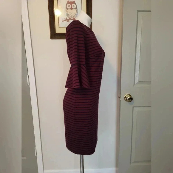 Banana Republic Striped Sheath Midi Dress w/Bell Sleeves(4) - Picture 2 of 8